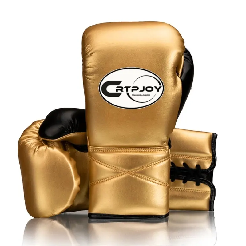 Gold Lace Up Boxing Gloves