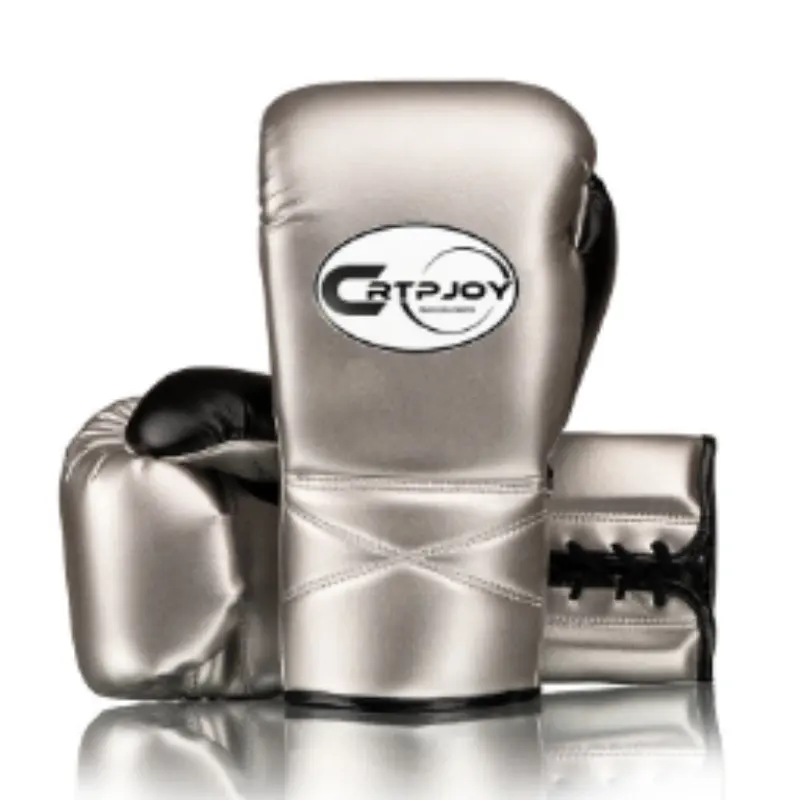 Sliver Lace Up Boxing Gloves