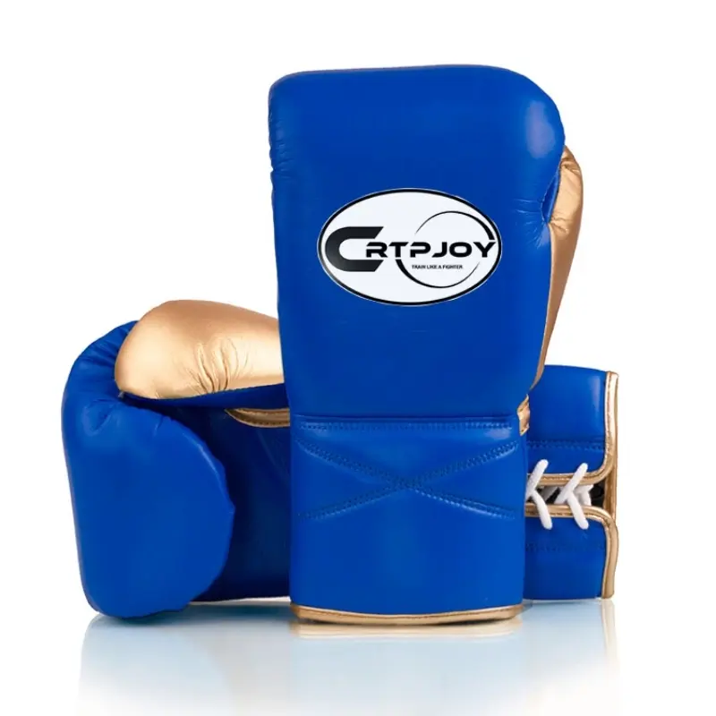 Blue Lace Up Boxing Gloves